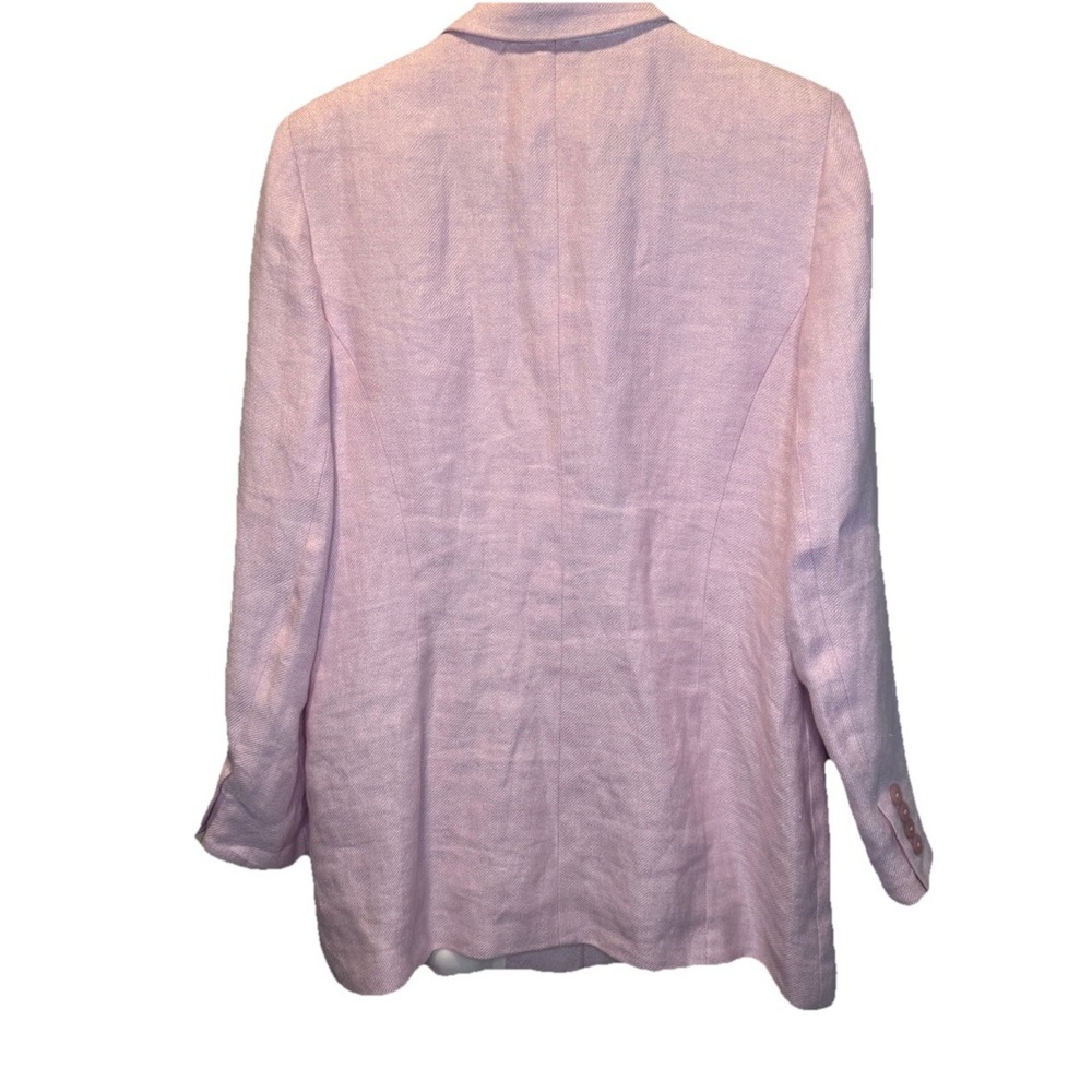 Austin Reed Light Pink 100% Linen Lined Womens Blazer 12 Coastal Preppy Classic - Picture 6 of 12